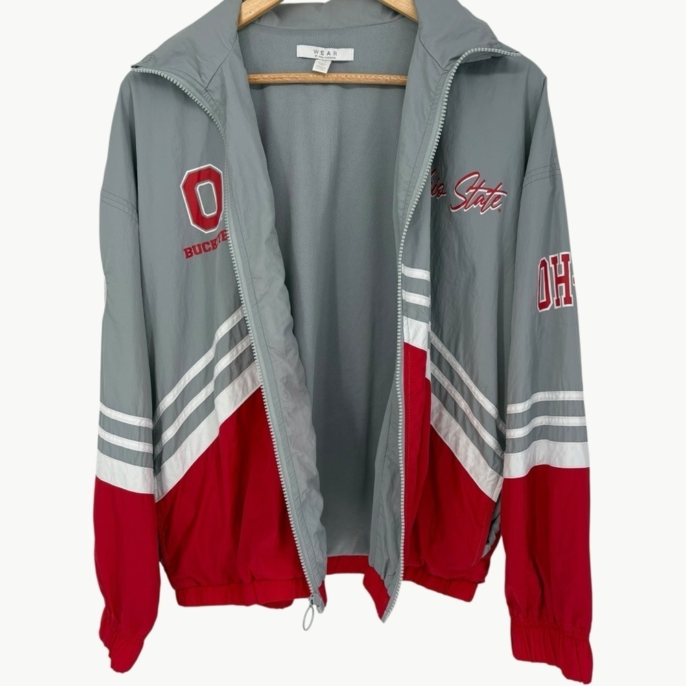 WEAR by Erin Andrews Ohio State Buckeyes Throwback Jacket Size Medium Red Gray - Picture 9 of 15